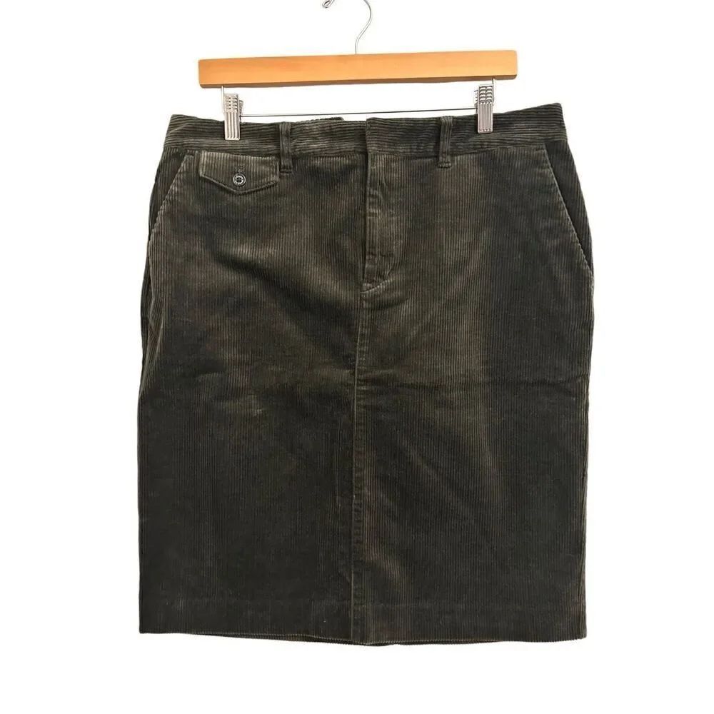 Lauren Ralph Lauren Jeans women's corduroy pencil skirt size 12 olive green